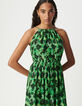 Robe longue verte imprimé abstrait Femme-3