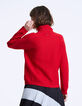 Pull maille tricot rouge apport laine femme-3