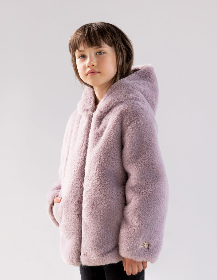 Girls’ violet Sherpa/bronze reversible padded jacket-2