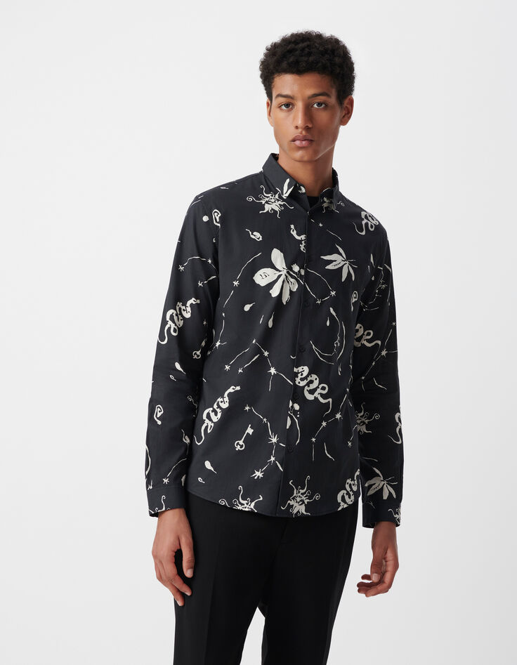 Chemise REGULAR noire imprimé astres Homme-2