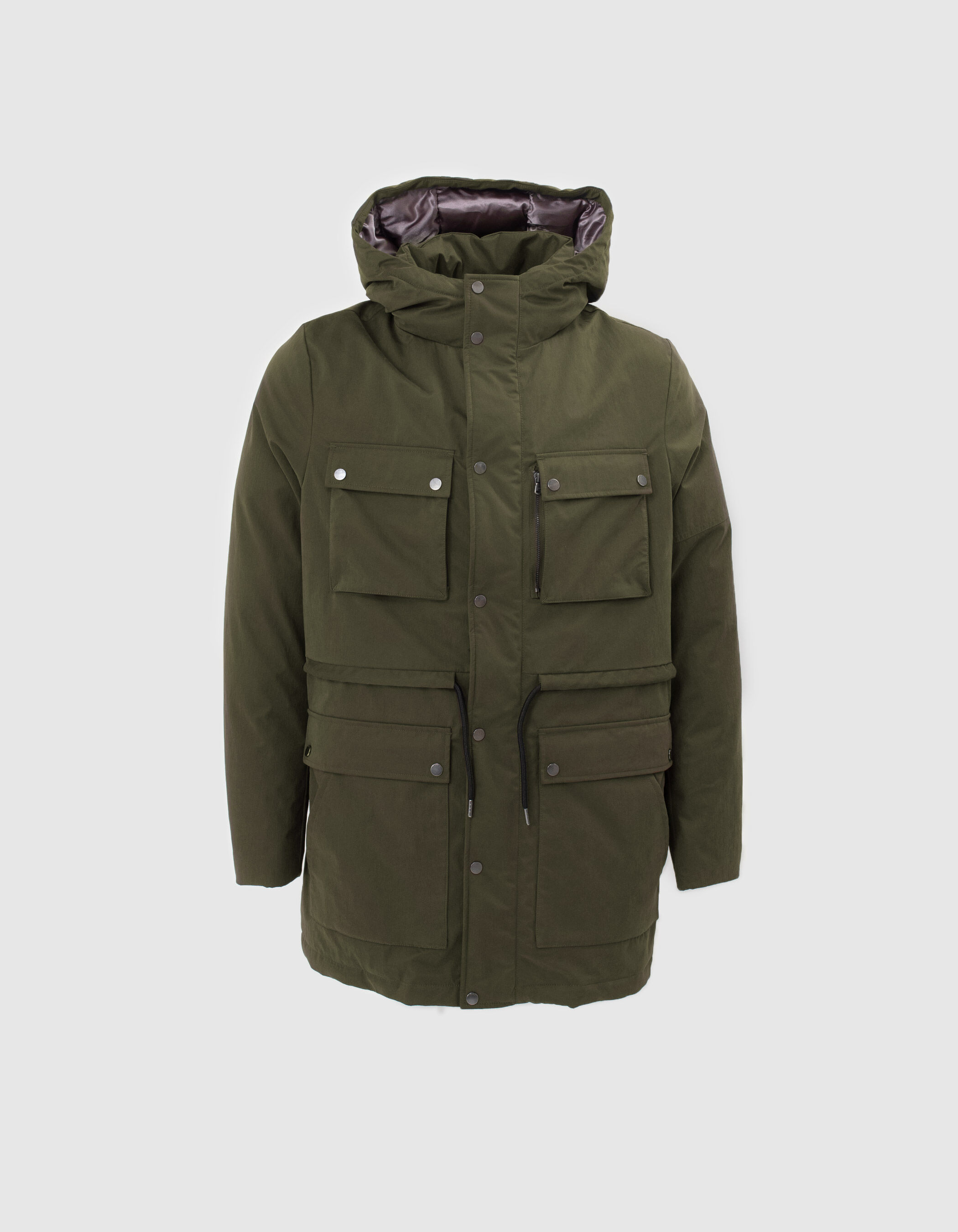 Men s khaki parka with quilted satin lining