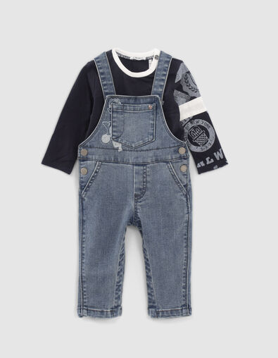 Baby boys’ denim dungarees & T-shirt outfit - IKKS