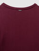 Langes bordeauxrotes Mädchen-T-Shirt-Kleid-8