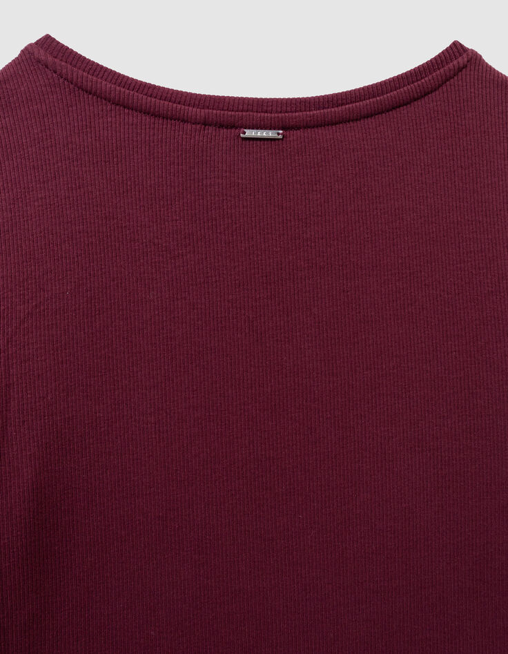 Langes bordeauxrotes Mädchen-T-Shirt-Kleid-8