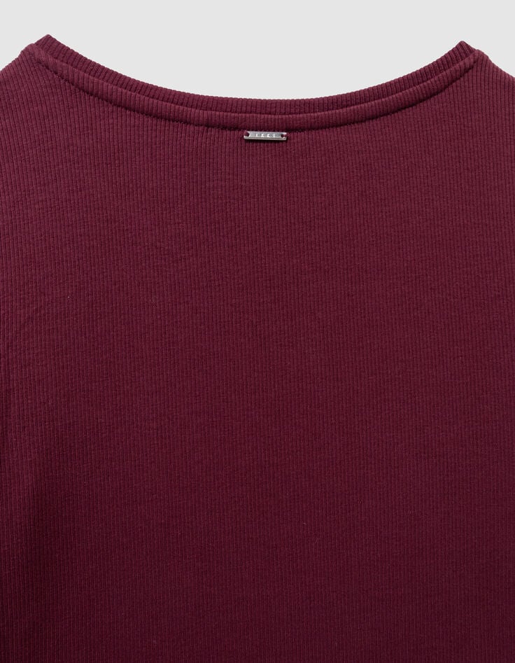 Langes bordeauxrotes Mädchen-T-Shirt-Kleid-8 Langes bordeauxrotes Mädchen-T-Shirt-Kleid-8