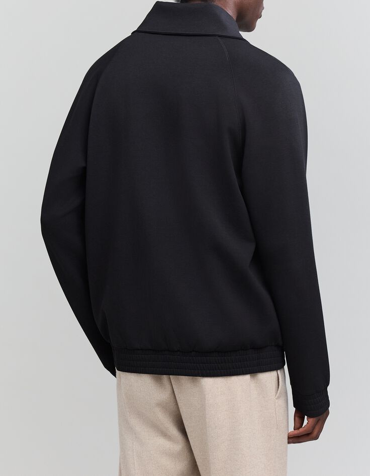 Cardigan zipp&eacute; noir col montant Homme-3