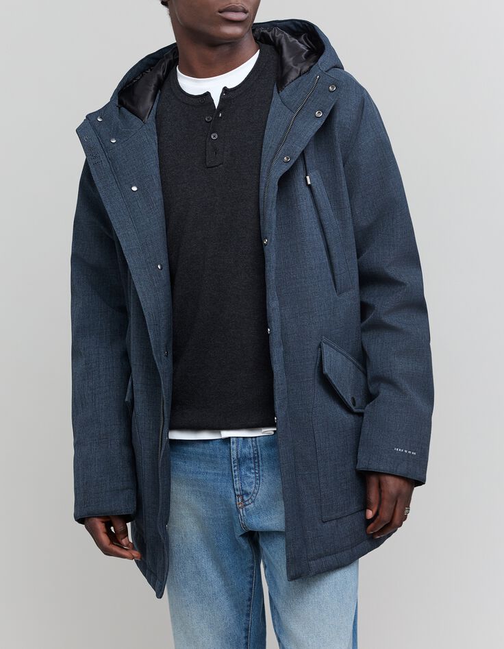 Indigo parka met denimeffect voor heren-1