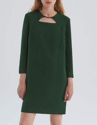 Vestido verde con collar de eslabones metal delante mujer - IKKS