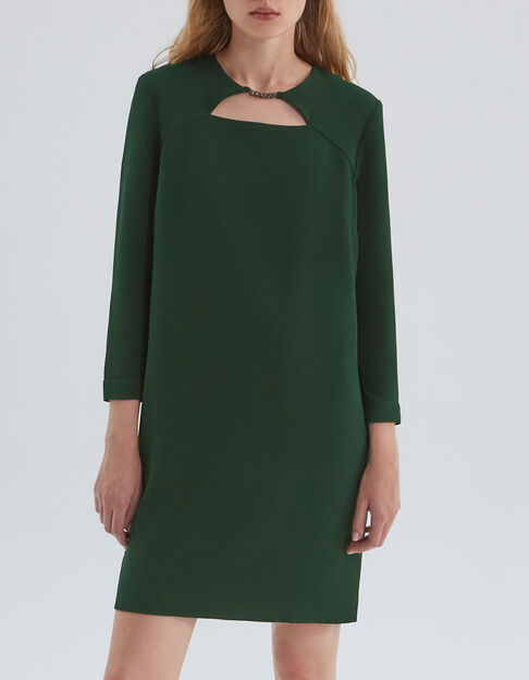 Robe verte avec gourmette métal devant Femme - IKKS