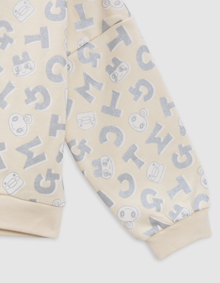 Sweat écru lettres métallisées TAMAGOTCHI x IKKS fille-7