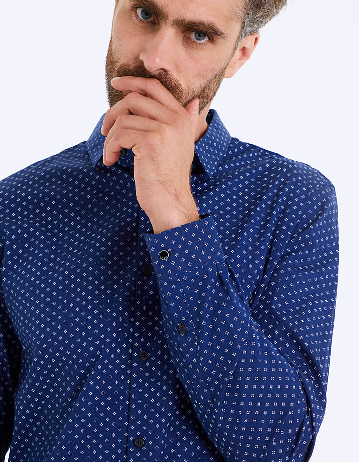 Camisa índigo estampado minimalista Hombre-4