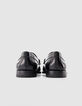 Mocassins noirs cuir avec couture fronc&eacute;e Femme-4