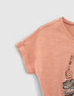 T-shirt dusty rose bio avec mains formant un cœur fille-4