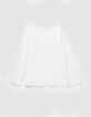 T-shirt blanc cassé coton bio visuel fille à bonnet-3