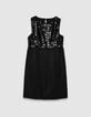 Schwarzes Damenkleid mit Grafikpaillettenstickerei-7