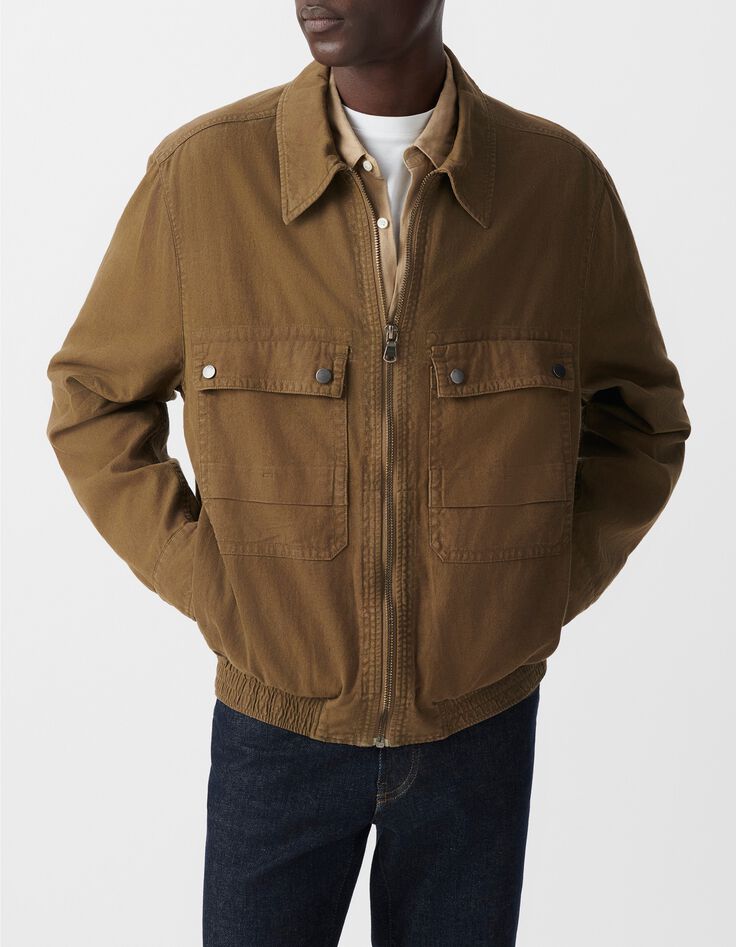 Blouson bronze coton lin esprit army Homme-2