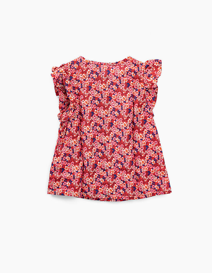 Top orange foncé imprimé fleuri fille-4