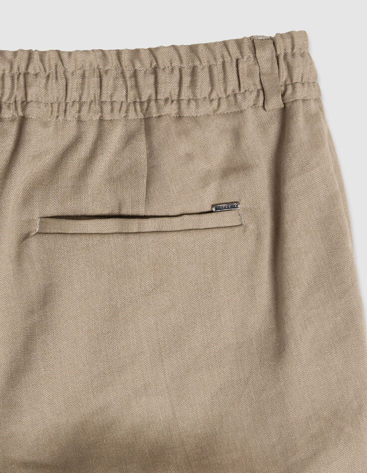 Jogpant de costume beige fonc&eacute; lin m&eacute;lang&eacute; Homme-8