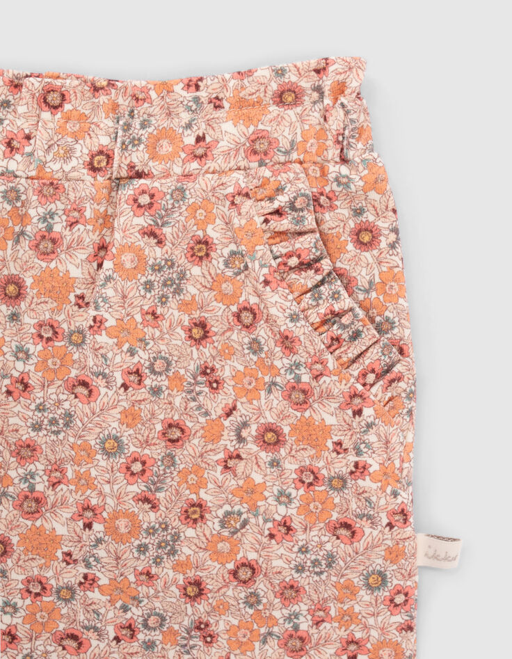 Baby girls’ peach micro-flower print trousers-3