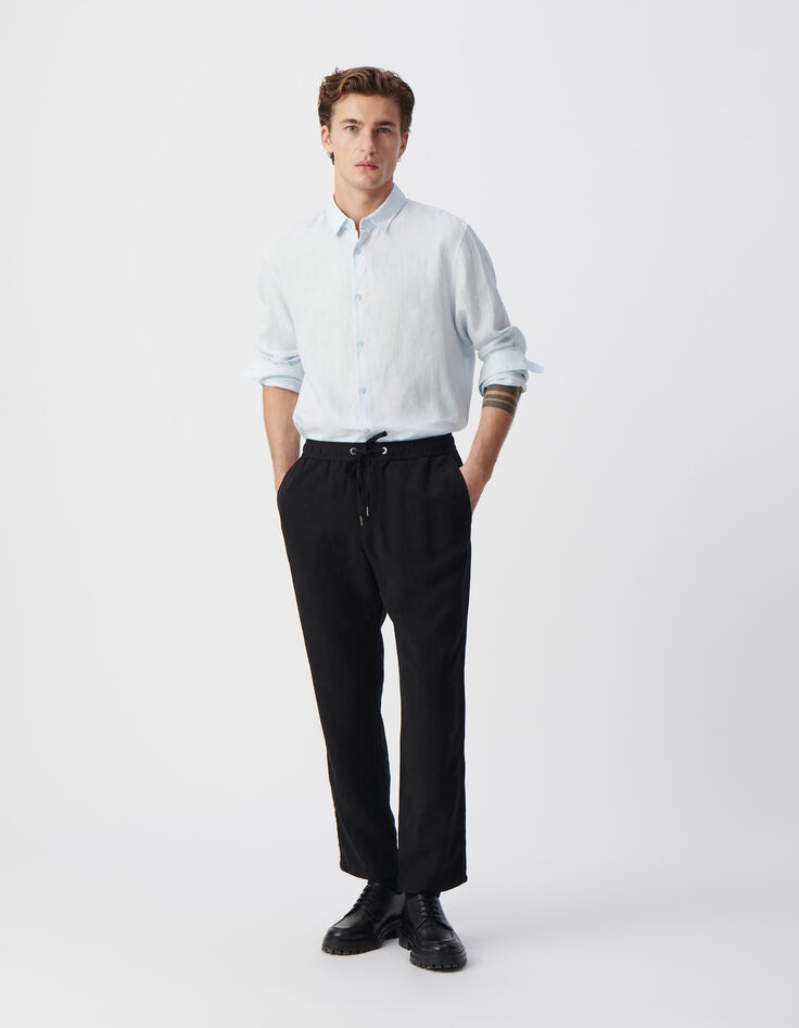 Chemise SLIM ciel en lin Homme-1