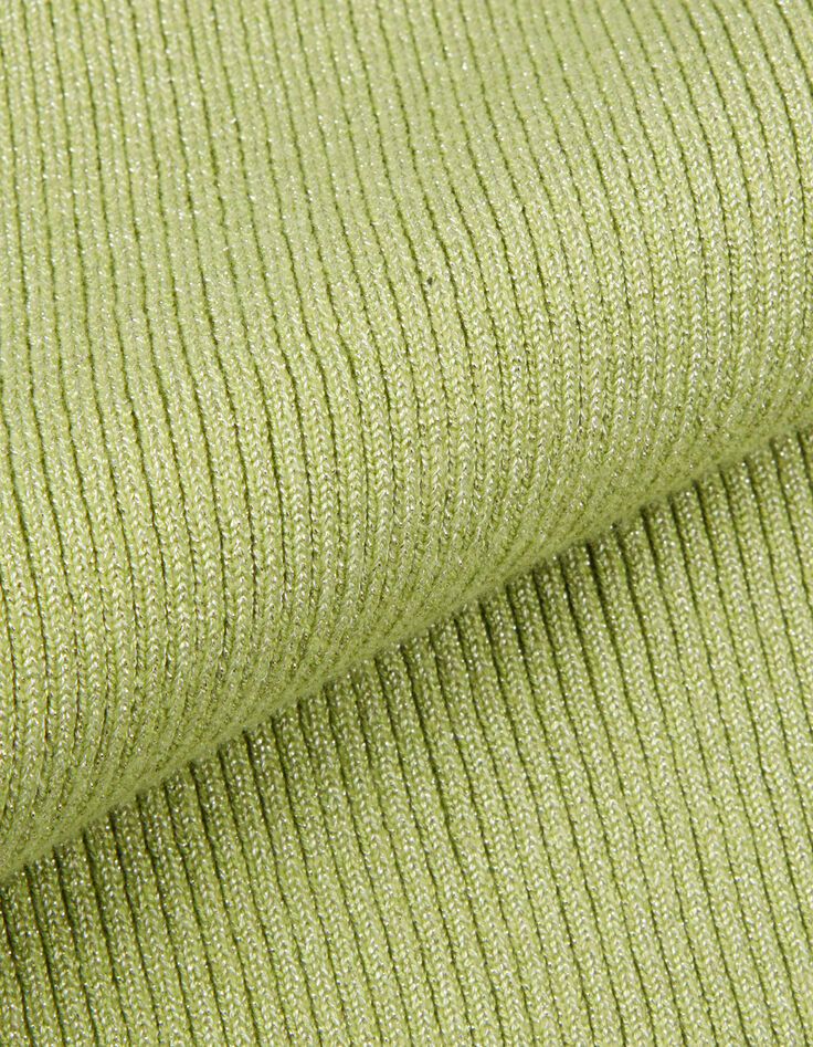 Woman's green rib knit sleeveless sweater-7