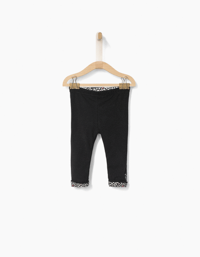 Leggings réversible noir et imprimé bébé fille - IKKS
