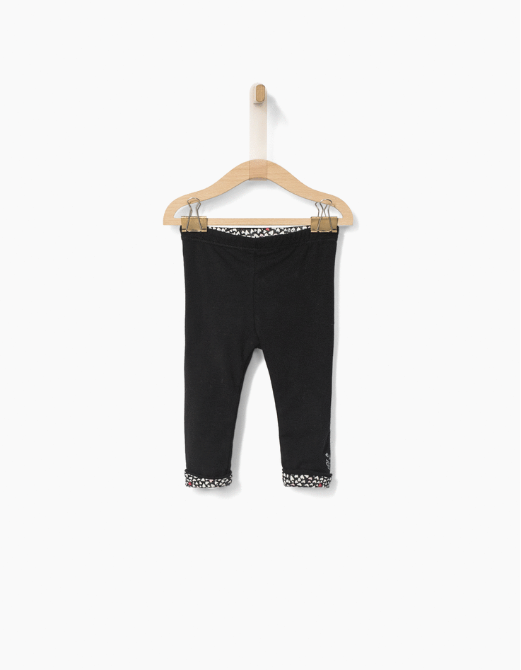 Leggings réversible noir et imprimé bébé fille-1