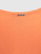 Orangefarbenes Mädchen-T-Shirt mit Schleife vorne-4