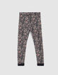 Girls' navy print/navy reversible leggings-4