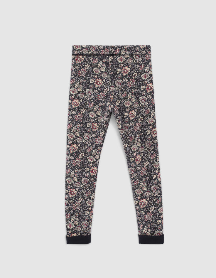 Girls' navy print/navy reversible leggings-4