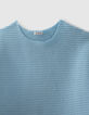 Pull bleu tricot côtelé fille-2