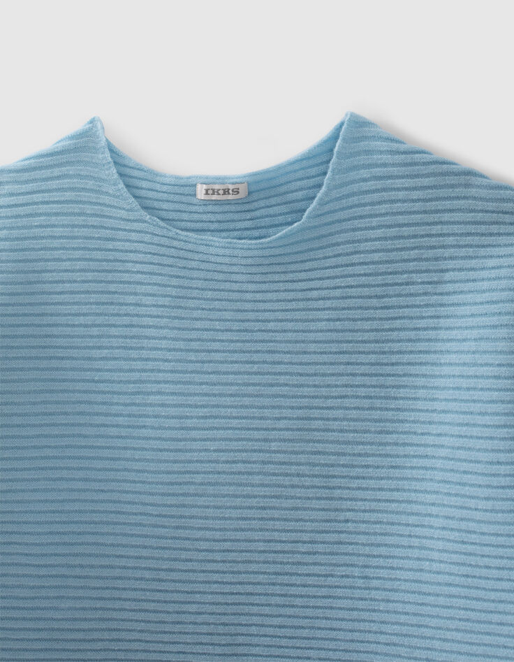 Pull bleu tricot côtelé fille-2 Pull bleu tricot côtelé fille-2