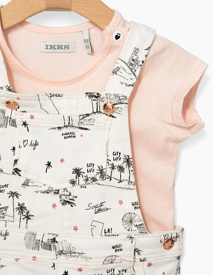 Roze T-shirt en tuinbroek voor babymeisjes - IKKS