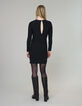 Pure Edition-Robe noire maille lurex col asymétrique Femme-3