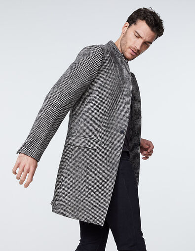 Men’s anthracite checked coat - IKKS
