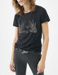 Women’s black short sleeve T-shirt with bead graphic-1
