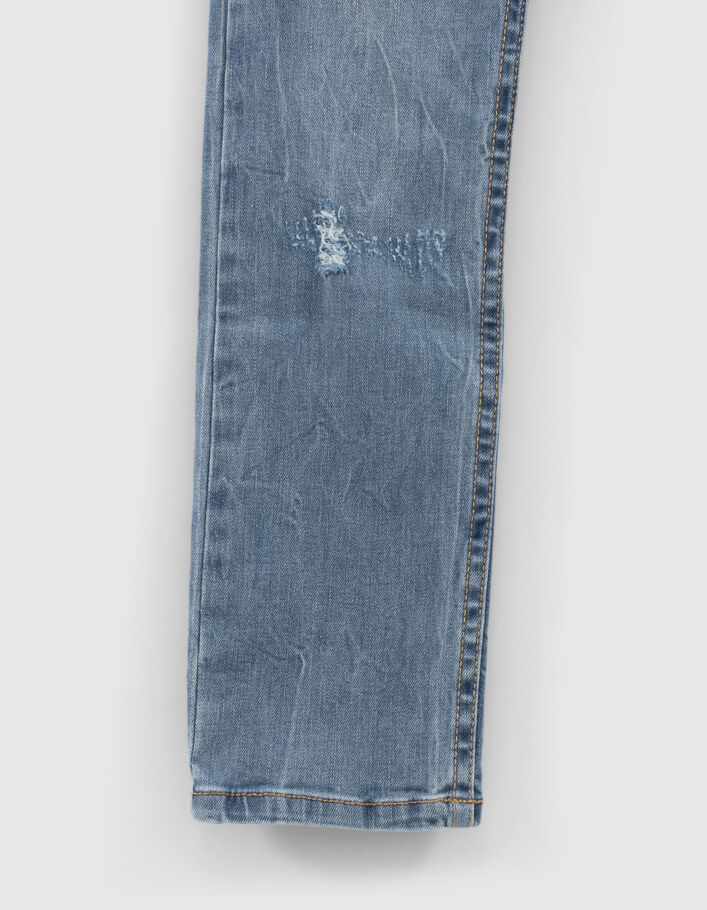 Boys’ blue slim jeans with placed distressing - IKKS