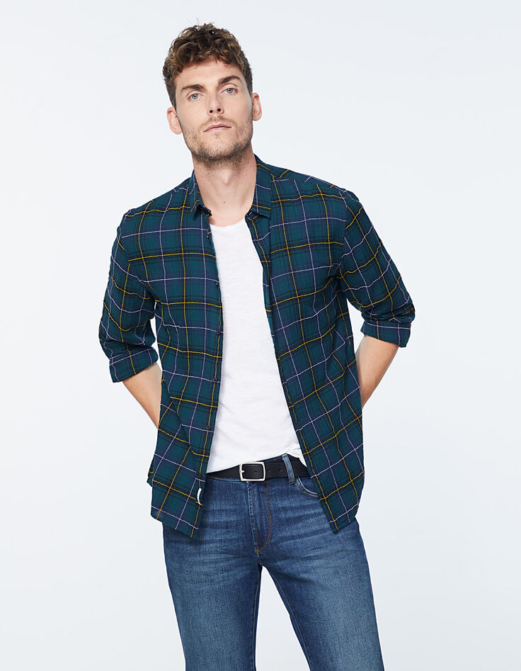 Men’s REGULAR navy check shirt-3