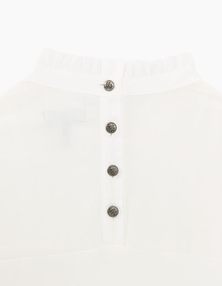 Camiseta blanco roto con pliegues y encaje niña - IKKS