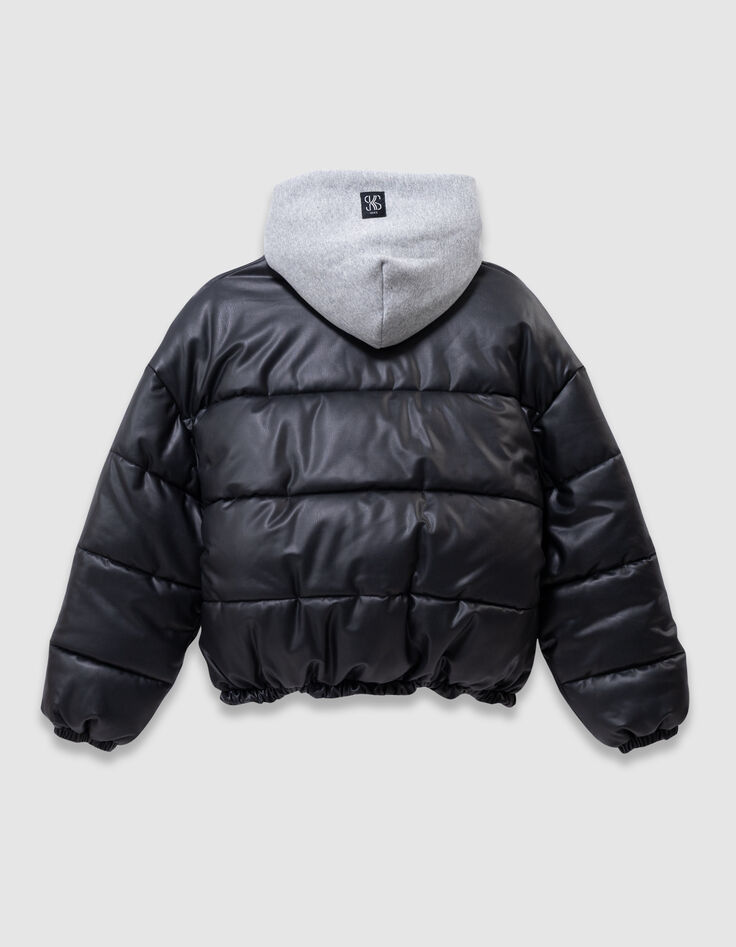 Korte zwarte pufferjas sweatkap meisjes-7 Korte zwarte pufferjas sweatkap meisjes-7