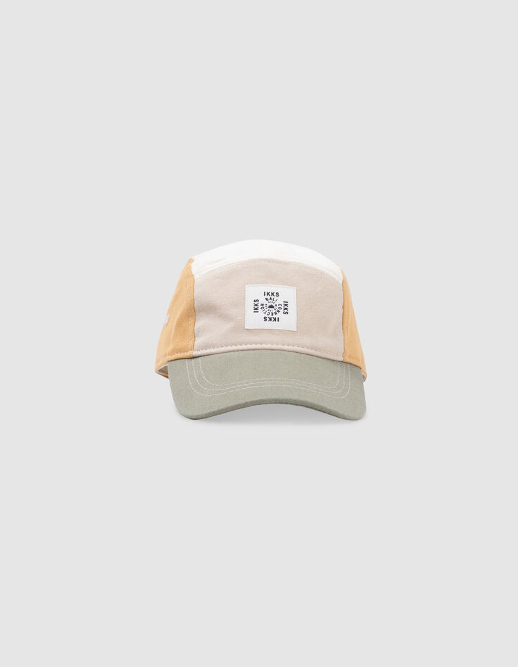 Beige Jungenkappe mit khaki Schirm-2