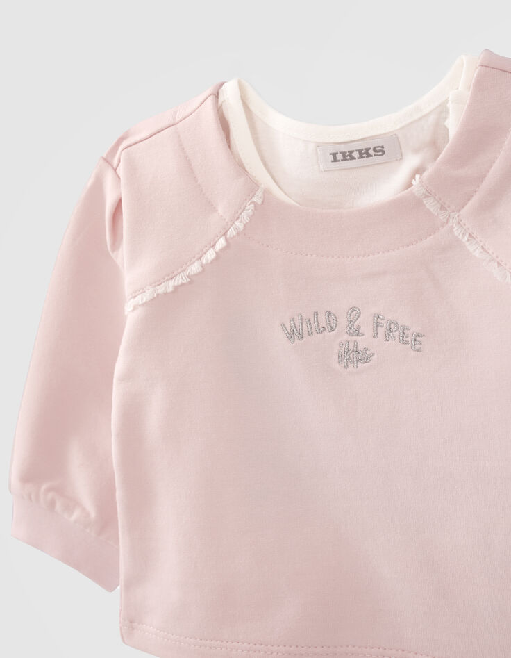 Sudadera 2 en 1 rosa pálido camiseta bebé niña-4