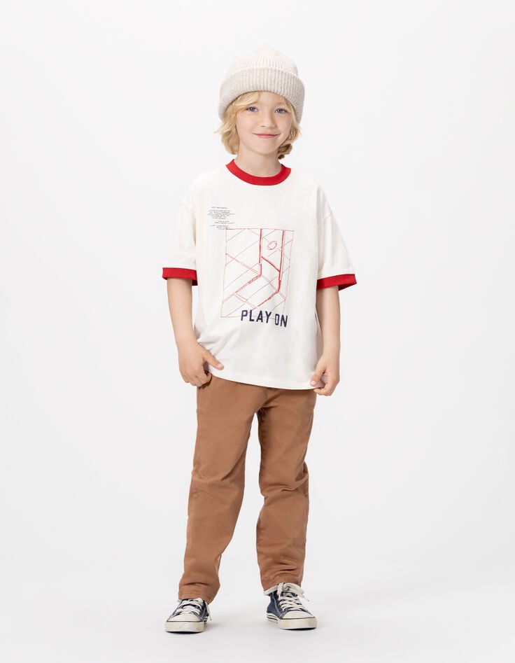 T-shirt blanc coton bio bords-côtes rouges garçon-2 T-shirt blanc coton bio bords-côtes rouges garçon-2