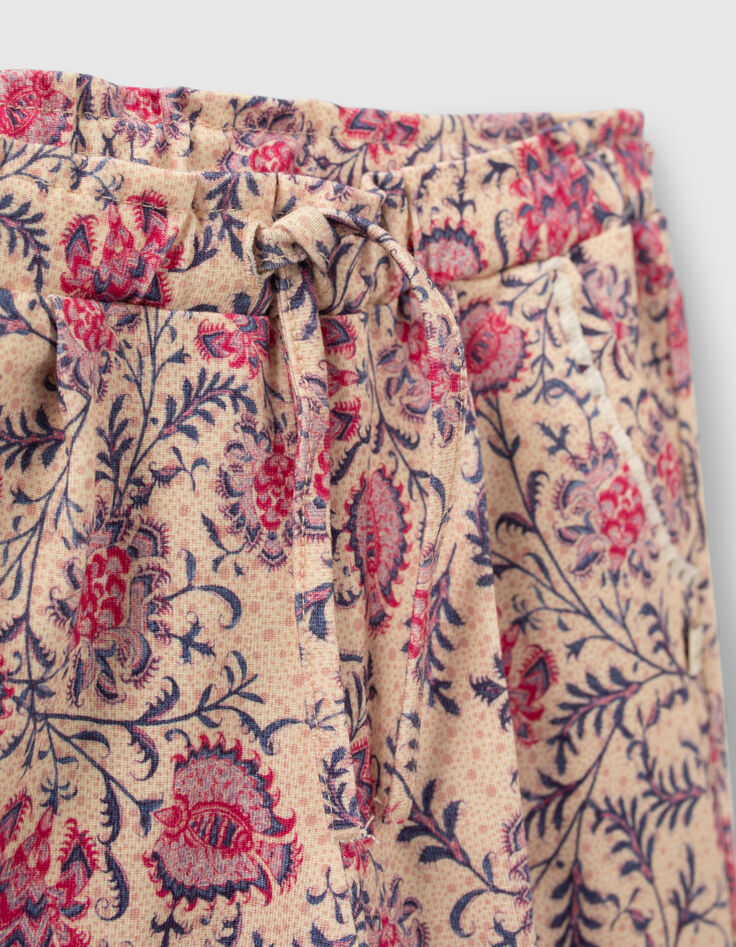 Pantalon rose imprimé floral cachemire bébé fille-5