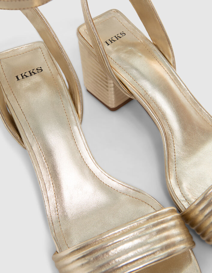 Goudkleurige sandalen met hak metallic leer Dames - IKKS