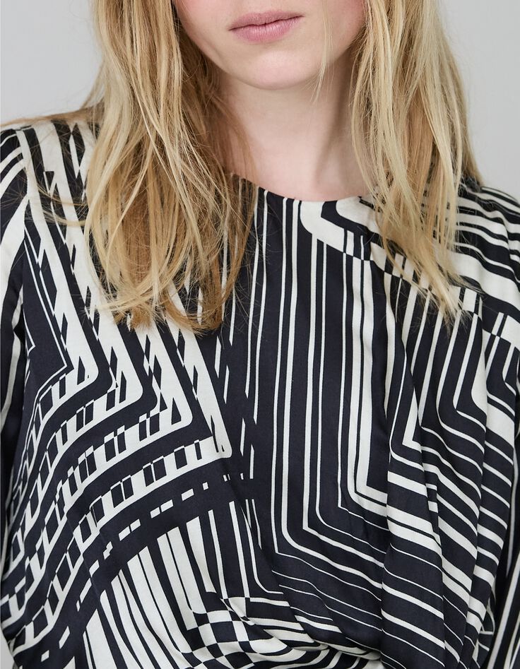 Pure Edition-Robe noire drapée graphique Art Déco Femme-4 Pure Edition-Robe noire drapée graphique Art Déco Femme-4