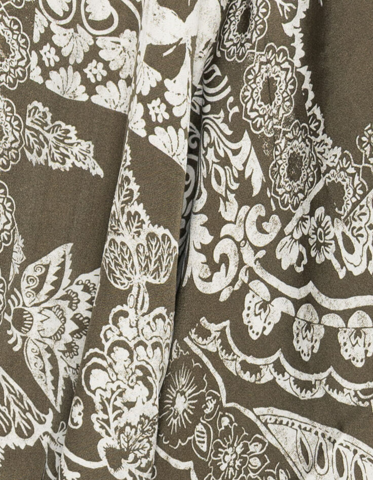 Chemise kimono kaki imprimé foulard Femme-8