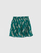 Groene korte rok sparkling peacock print meisjes-3