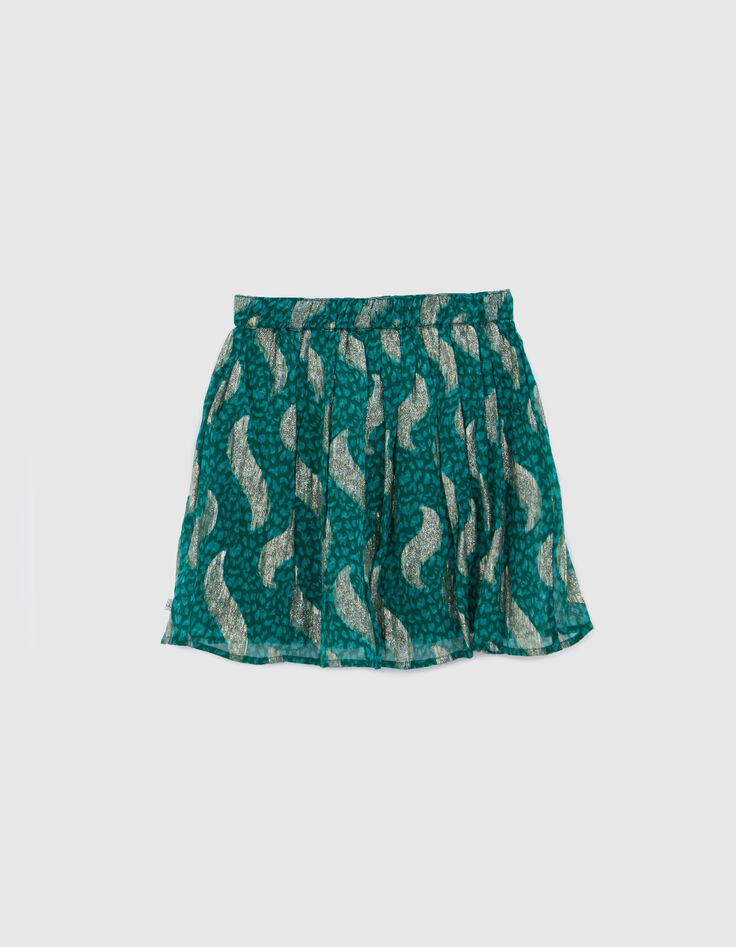 Groene korte rok sparkling peacock print meisjes-3