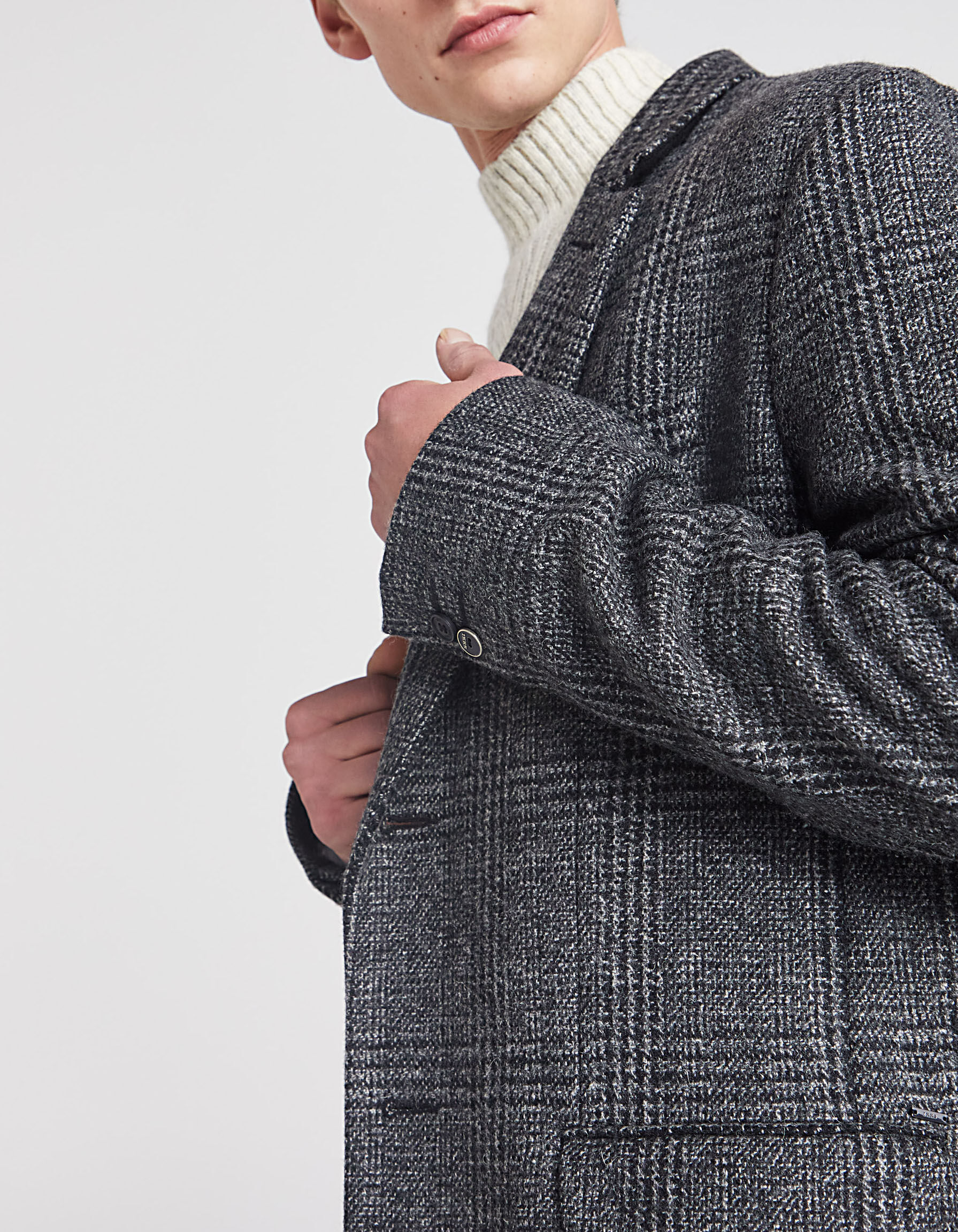 Manteau noir carreaux Homme